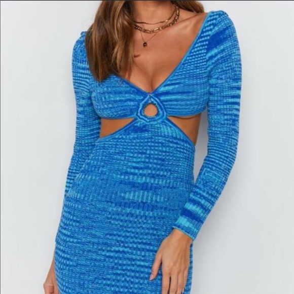 blue new years dress Eloise Crochet Mini Dress